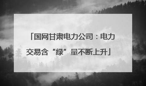 国网甘肃电力公司：电力交易含“绿”量不断上升